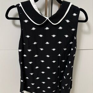 Modcloth Black and White Patterned Blouse with Collar